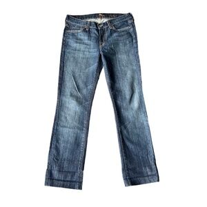 7 For All Mankind Blue BootCut Casual boho Solid Denim Jeans. Size 28